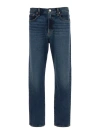 Agolde Blue Straight Jeans With Branded Button In Cotton Blend Denim In Black