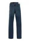 AGOLDE BLUE STRAIGHT JEANS WITH BRANDED BUTTON IN COTTON BLEND DENIM MAN