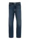 Agolde Blue Straight Jeans With Branded Button In Cotton Blend Denim In Blue