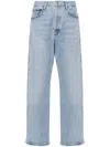 Agolde Luna Pieced High Waist Raw Hem Barrel Jeans In Blue