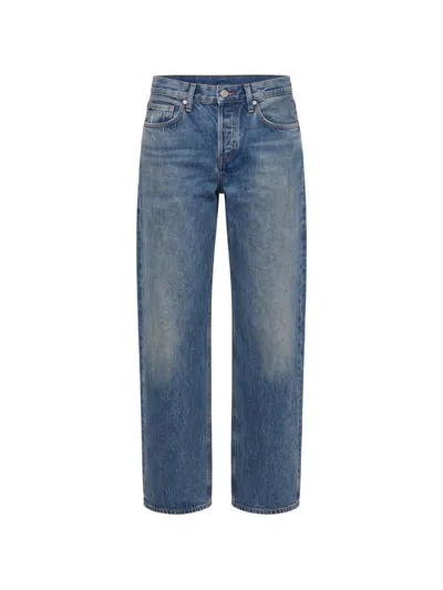 Agolde Blue Straight Leg Jeans With Distressed Effect