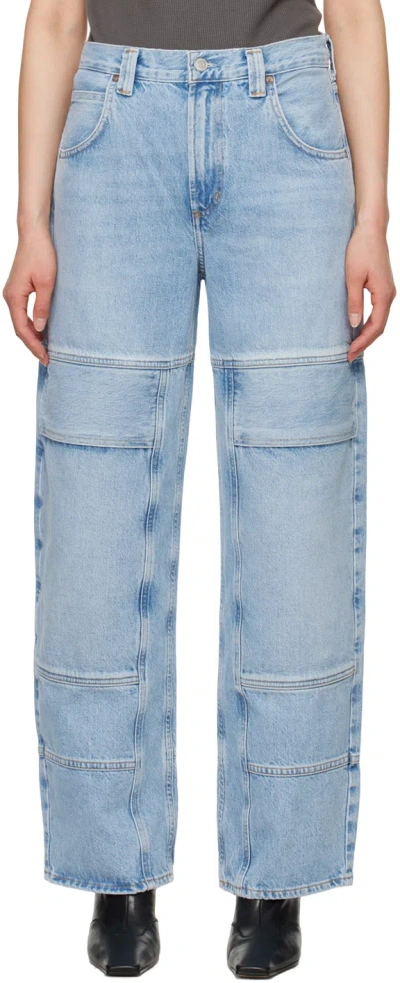 AGOLDE BLUE TANIS UTILITY JEANS