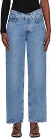 Agolde Franka Pleated High-rise Wide-leg Jeans In Fairway