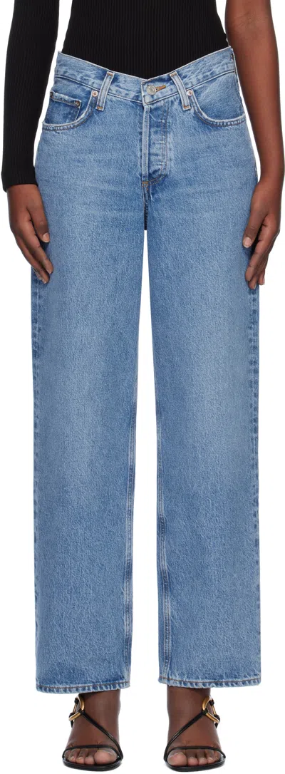 Agolde Blue V-waist Baggy Jeans In Fairway