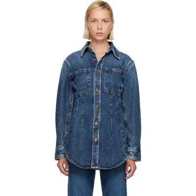 Agolde Blue Wilma Denim Shirt In Form (marbled Dk Ind