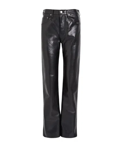 Agolde Bootcut Leather Trousers In Black