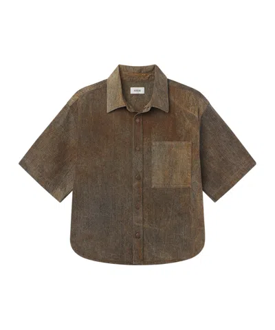 Agolde Boxy Short-sleeve Shirt In Brown