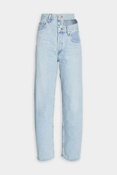 Agolde Broken Waistband High Rise Relaxed Straight Leg Jeans In Sideline