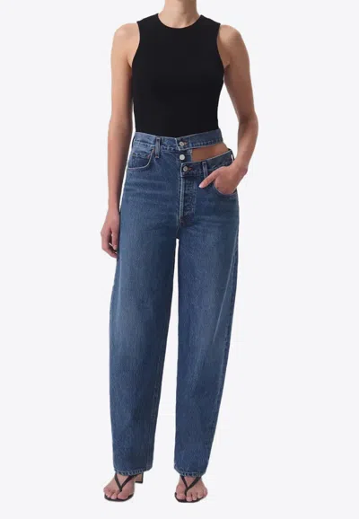 Agolde Broken Waistband Jeans In Blue