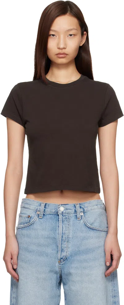 Agolde Brown Adine Shrunken T-shirt In Blue