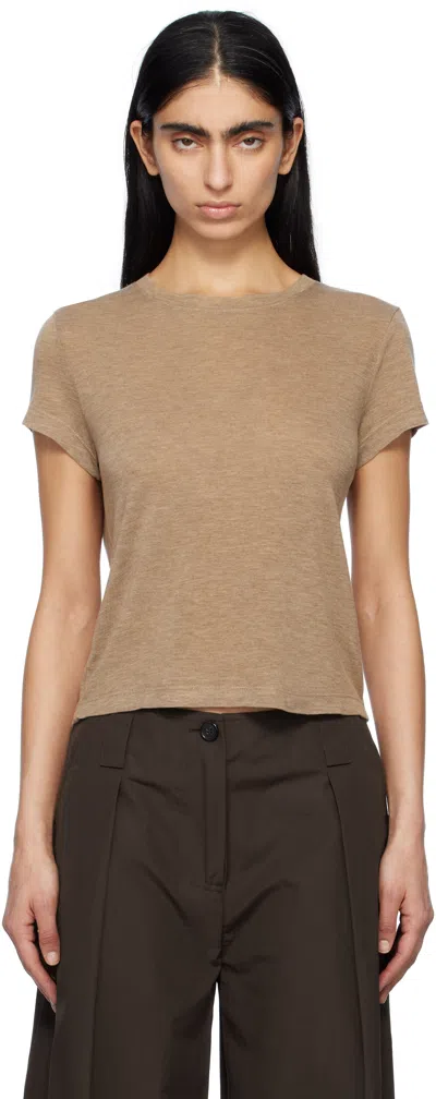 Agolde Brown Adine Shrunken T-shirt In Chai Hthr (pl Brwn Y