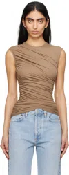 Agolde Brown Ester Tank Top In Moth (brownish Tan)