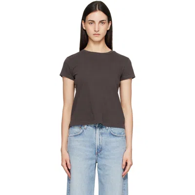 Agolde Long Line Bryce Cap Sleeve T-shirt In Brown