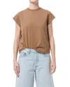 Agolde Long Line Bryce Cap Sleeve T-shirt In Brown