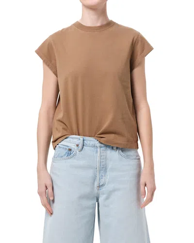 Agolde Bryce Cap Sleeve Tee In Brown