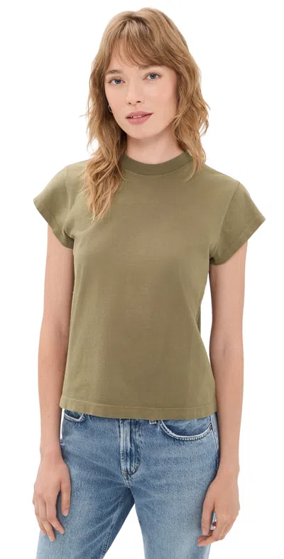 Agolde Bryce Cap Sleeve Tee Hamoa In Green