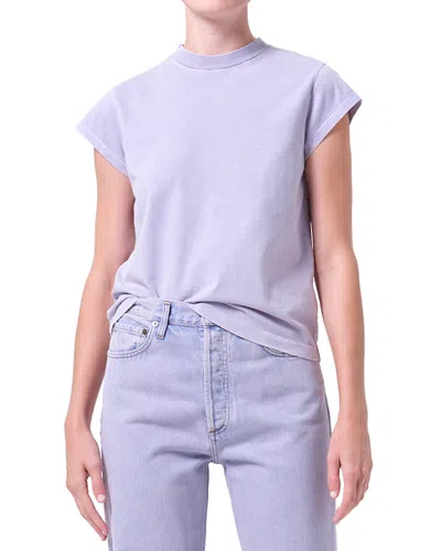 Agolde Long Line Bryce Cap Sleeve T-shirt In Purple