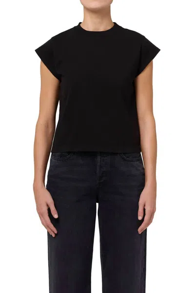 Agolde Bryce Tee In Black In Metallic