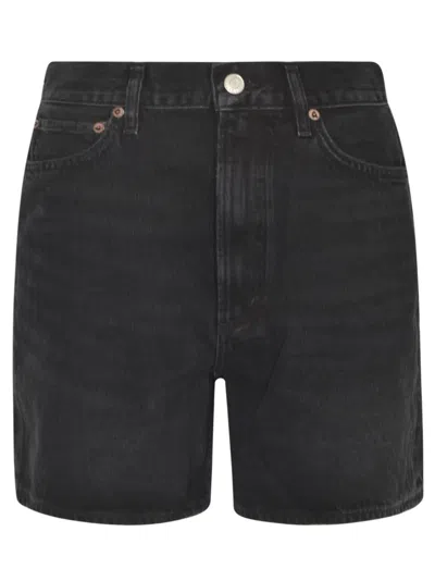Agolde Denim Shorts With Belt Loops In Black