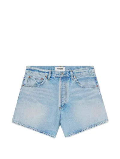 Agolde Buttoned Denim Shorts In Blue