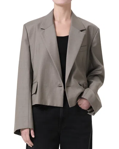 Agolde Callie Blazer In Khaki Wool