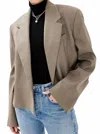 Agolde Callie Cropped Blazer In Khaki Wool In Gray