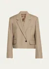 Agolde Callie Cropped Blazer In Khaki Wl Khaki
