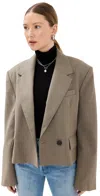 Agolde Callie Cropped Blazer In Khaki Wool