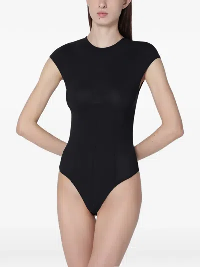Agolde Womens Black Aura Sleeveless Jersey Bodysuit