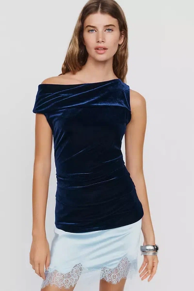 Agolde Carlin Velvet Top In Blue