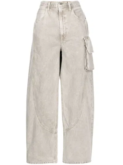 Agolde Cass Wide-leg Cargo Jeans In Braun