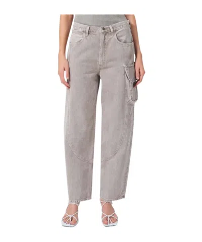 Agolde Cass Wide-leg Cargo Jeans In Gray