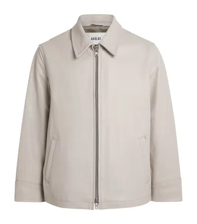Agolde Chadwick Leather Jacket In Beige