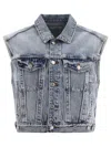 Agolde "charli" Denim Vest With Chest And Side Pockets
