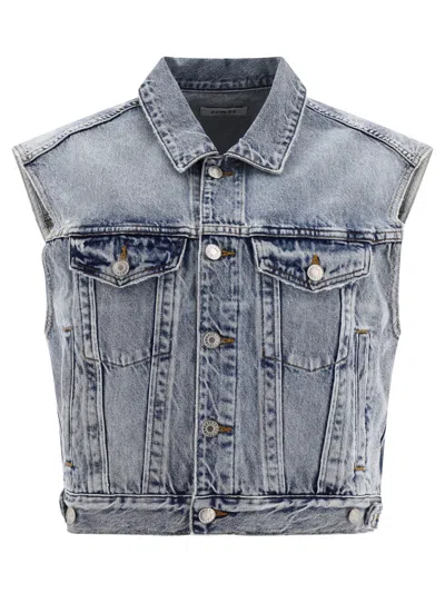Agolde "charli" Denim Vest With Chest And Side Pockets In Blue
