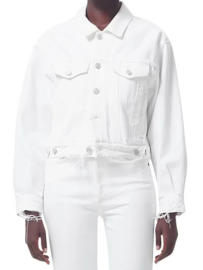 Agolde Off-white Martika Denim Jacket In Fortune Cookie