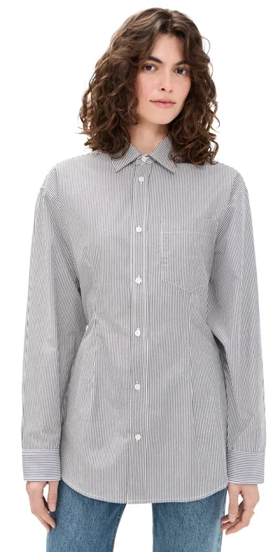 Agolde Cinch Shirt Windley Stripe In Gray