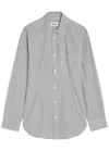 Agolde Cinched Stripe-pattern Long-sleeve Cotton Shirt In Blue
