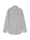 Agolde Cinched Stripe-pattern Long-sleeve Cotton Shirt In Gray