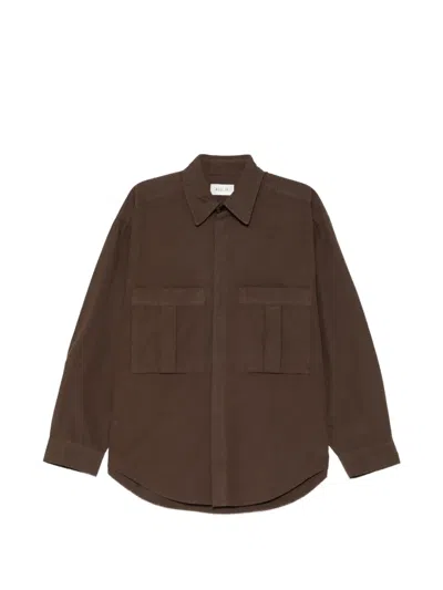 Agolde Clark Chest-pocket Shirt In Brown