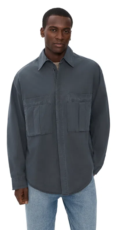 Agolde Clark Front Pocket Button Down Shirt Wickam Grey In Blue