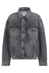 Agolde Denim Jacket Structured Collar Buttoned Cuffs Pockets In Gray