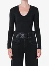Agolde Clem Long Sleeve Bodysuit In Black In Black