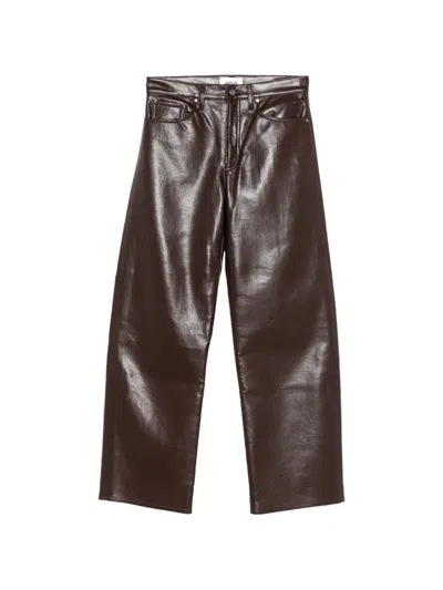Agolde Coated Wide-leg Trousers In Brown