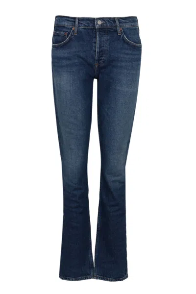 Agolde Cocktail Slim Ankle Jeans In Outline In Blue