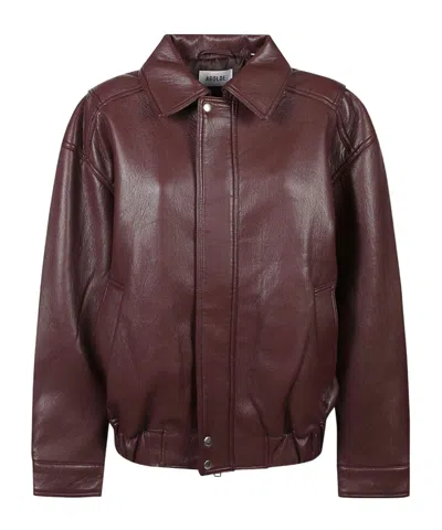 Agolde Collared Bomber Jacket In Brown