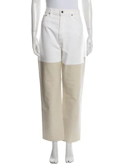 Pre-owned Agolde Colorblock Pattern Straight Leg Pants In Neutrals