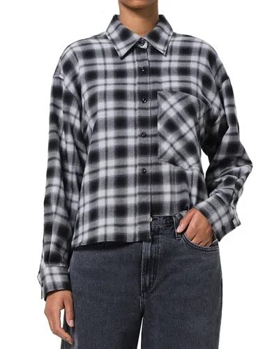 Agolde Comer Cropped Flannel Shirt In Multi