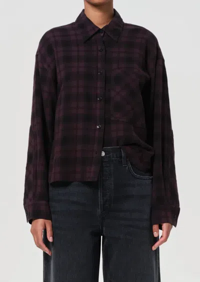 Agolde Comer Shirt In Root (dark Purple Brown) In Blue