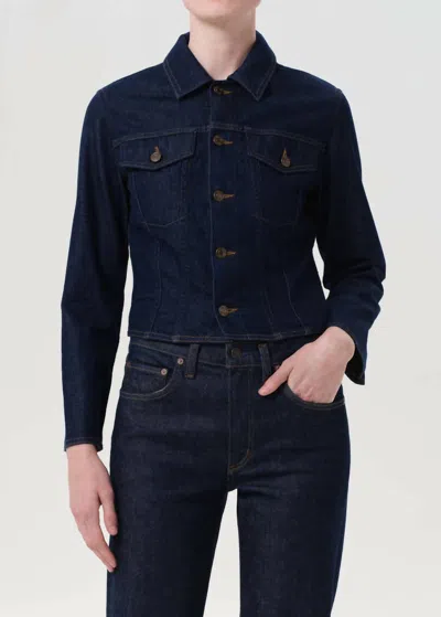 Agolde Contoured Denim Jacket In Deep Indigo Rinse In Blue
